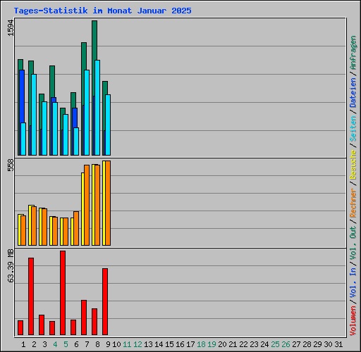 Tages-Statistik im Monat Januar 2025