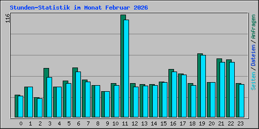 Stunden-Statistik im Monat Februar 2026